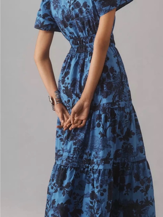 Anthropologie Dresses & Skirts - Anthropologie The Somerset Blue & Navy Floral Tiered Maxi Dress